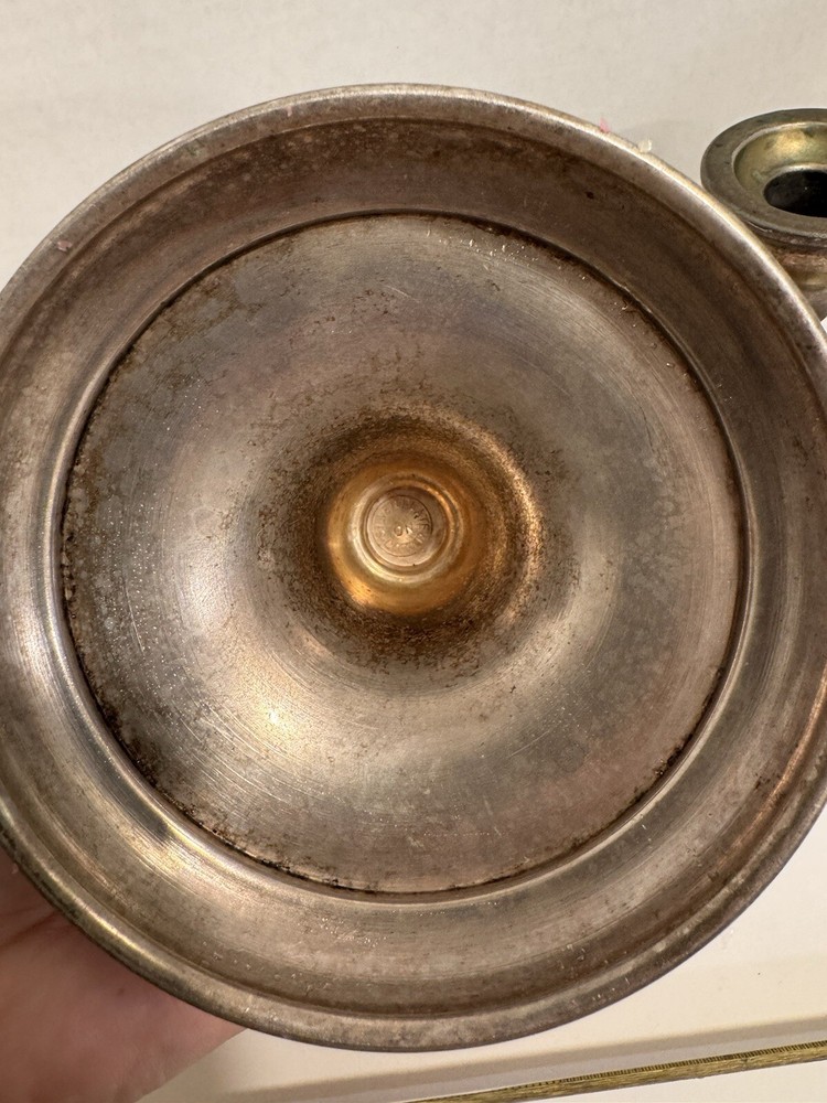 Candlestick Pair Silver Academy Silver On Copper 4.5 In Tall