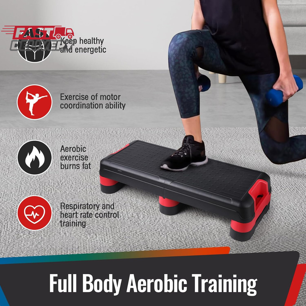 33.5" Aerobic Exercise Folding Step Platform for Home Workout, Configurable 3 He