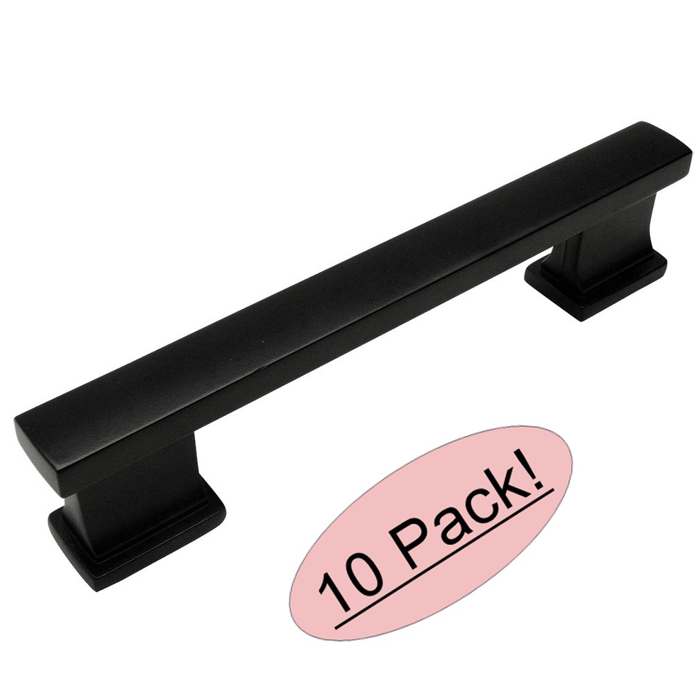 *10 Pack* Cosmas Cabinet Hardware Flat / Matte Black Contemporary Pulls #702-4FB