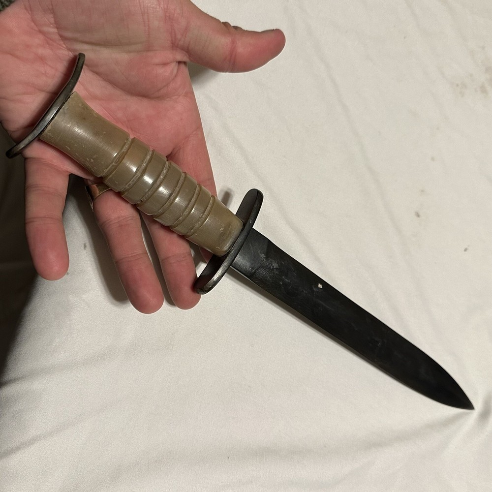 Custom WWII Fighting Knife Black Heavy Sharp Blade Horn