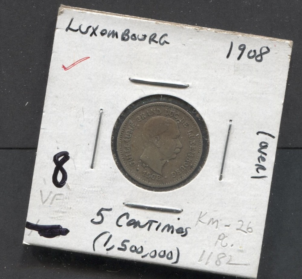 1908- Luxembourg- VF-5 Centimes-KM-26