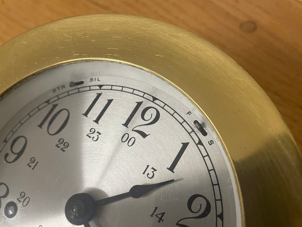 Seth Thomas Brass Ships Clock with Walnut Stand