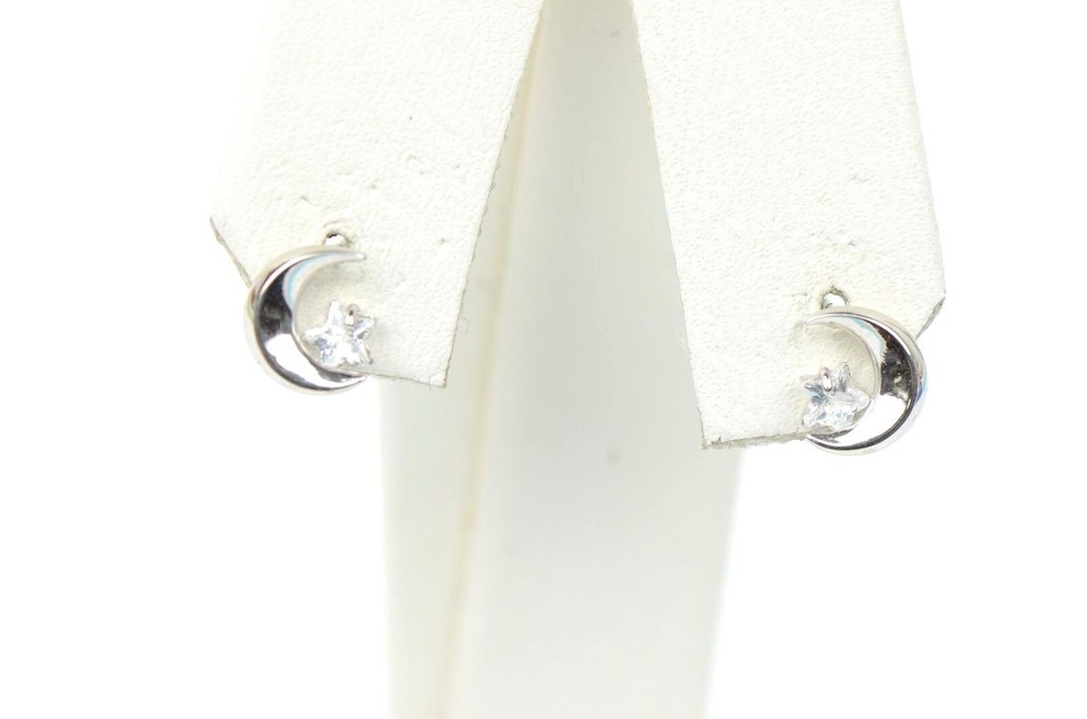 14k Yellow Gold Moon and Star Stud Earrings