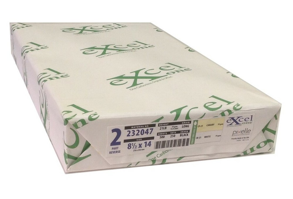 Carbonless 2-Part Reverse Paper, 8.5" x 14", by Excel (232047) - One (1) Ream