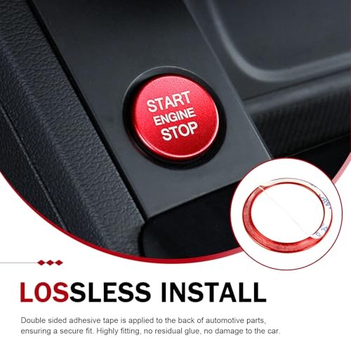Car Engine Start Button Covers, Push Start Button Cover Stickers, 2 PCS Red