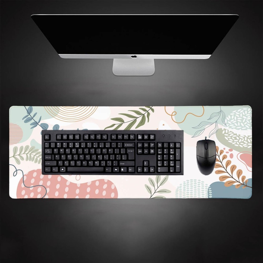 Green Pink Desk Mat, Colorful Abstract Boho Large Computer Extended Mouse Pad...
