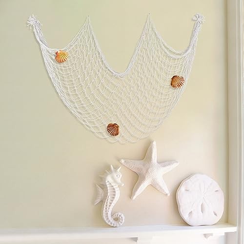 2 Pack Fish Net Decorations for Party Off White