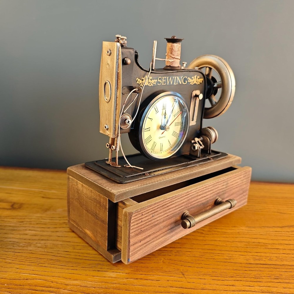 Vintage Style 1920'S Decorative Sewing Machine Clock Box Black