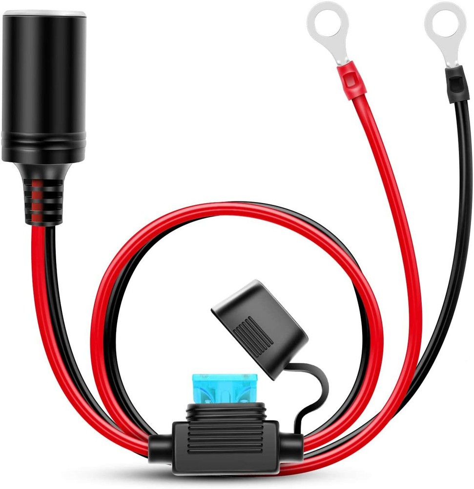 Nilight Female Cigarette Lighter Outlet 3Ft + Eyelet Terminal Plug & Blade Fuse