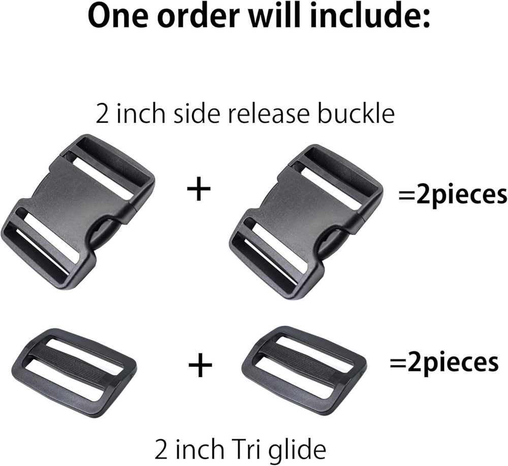 Heavy Duty Side Release Buckles with Plastic Tri Glide Slides