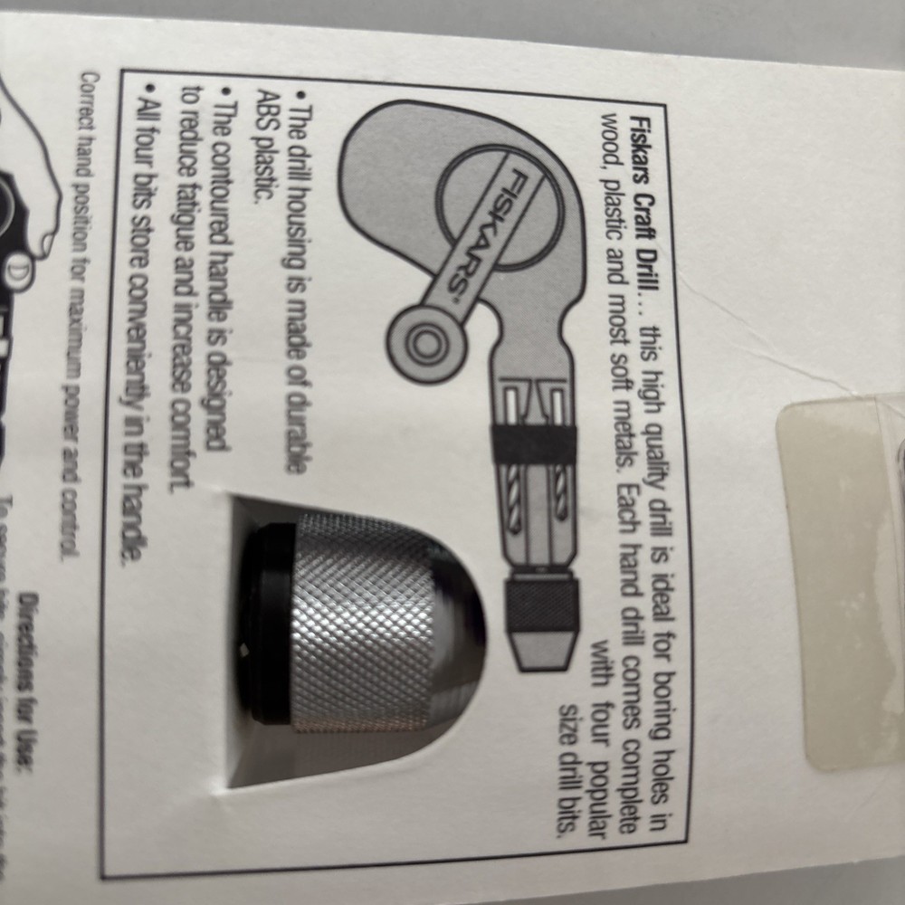 Fiskars Craft Drill Model 8156 Includes 4 Popular Size Bits New In Package