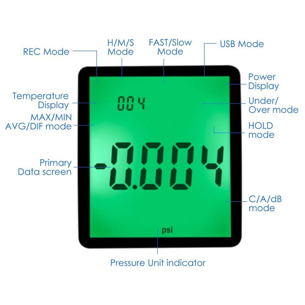 Dual Differential Gas Pressure Tester Manometer with Data Storage Function