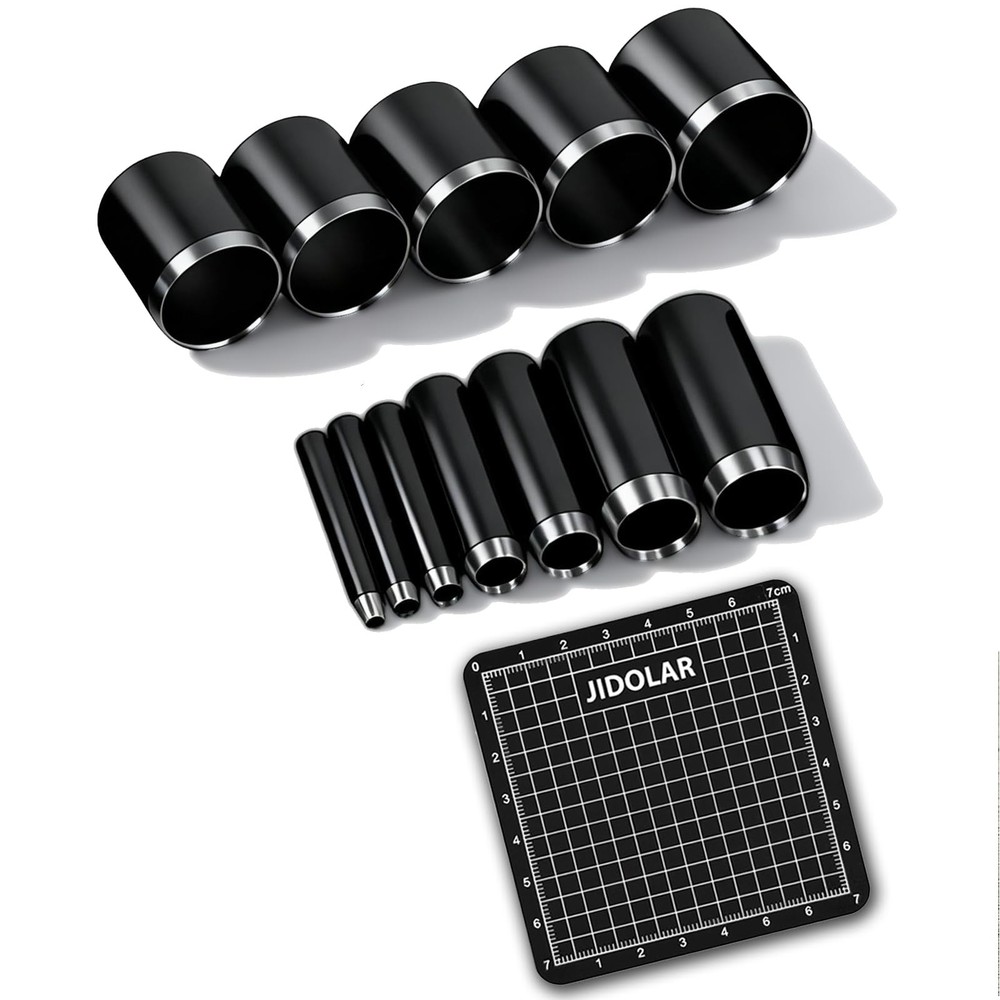 JIDOLAR Leather Circle Cutter Tool Set, 12 Pieces Small 12 Sizes, Black