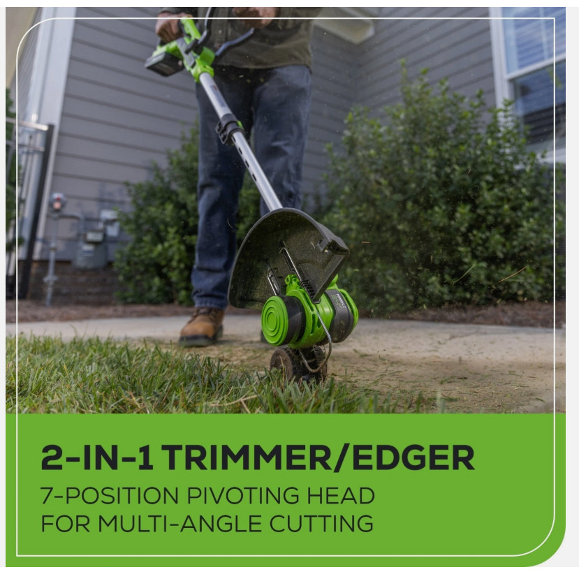 Greenworks POWERALL 12" 24V Cordless String Trimmer Edger Kit (Bare Tool Only)