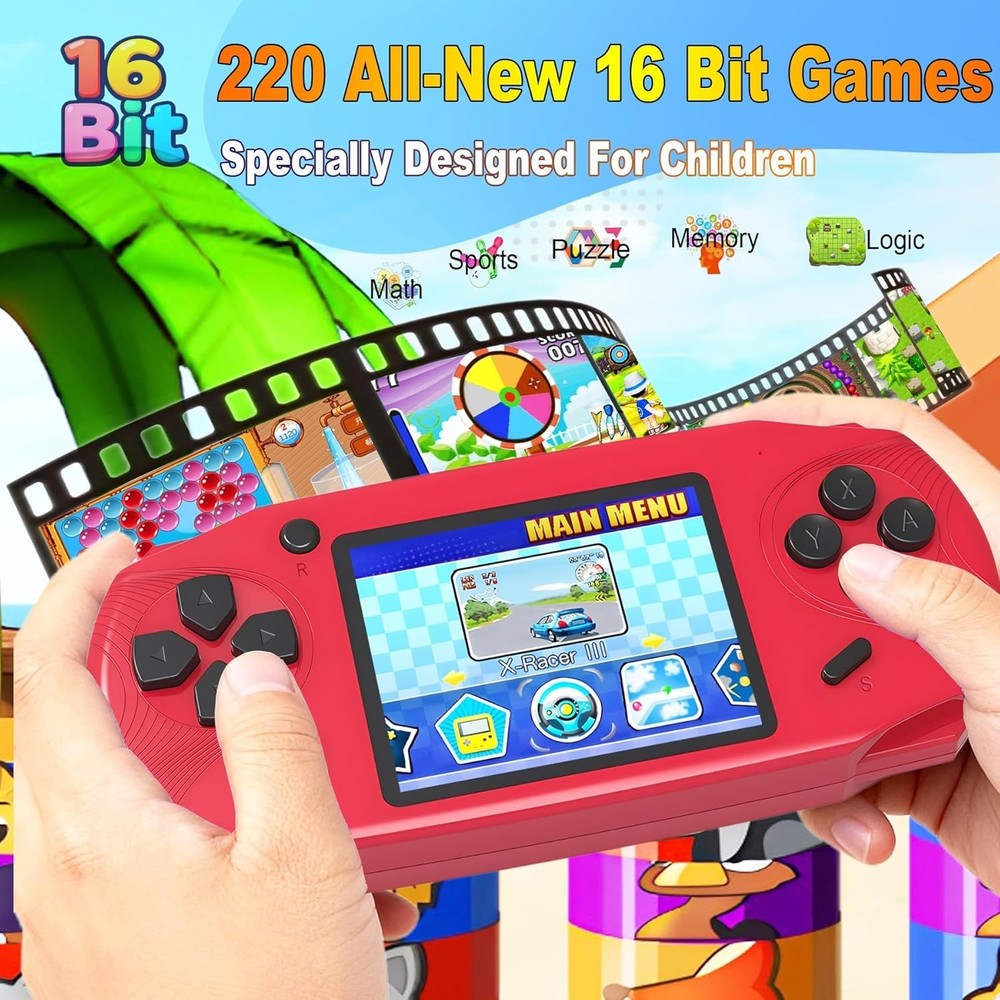 Rechargeable Handheld Game Player for Kids - 220 Educational Games Inside