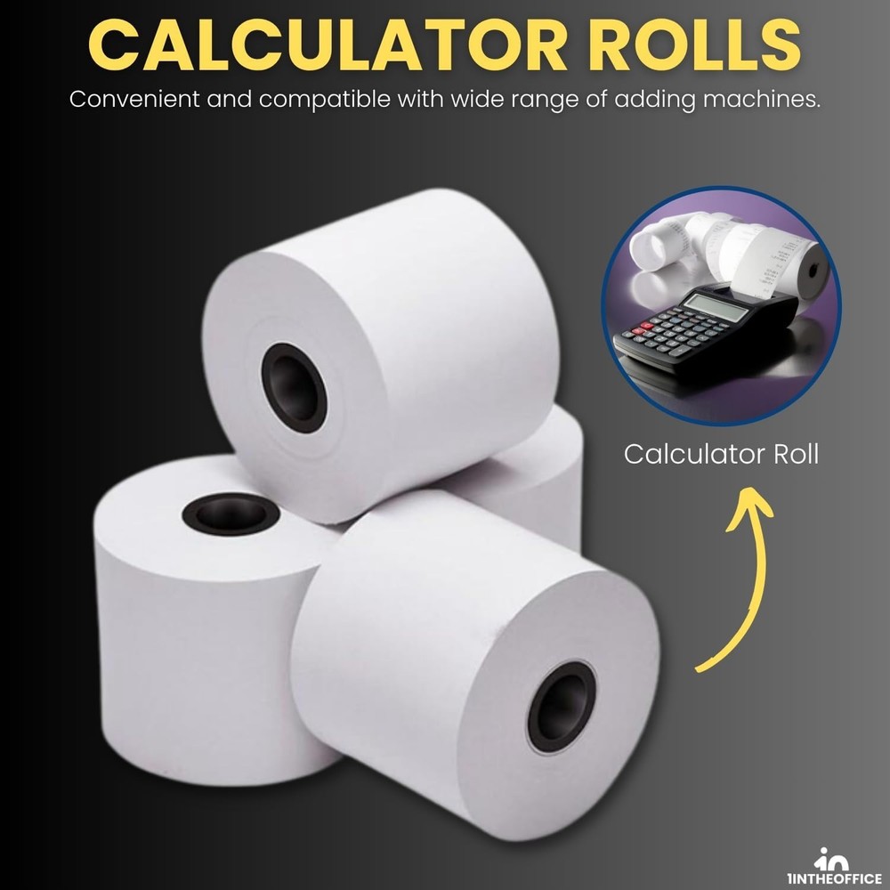 Adding Machine Rolls 2 1/4" x 130' - 12 Uncoated Rolls, Bright White