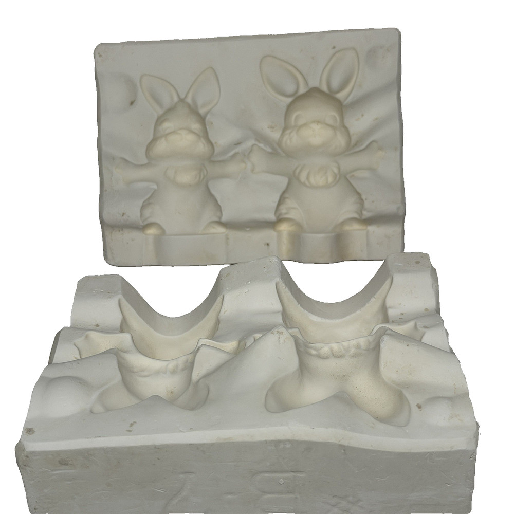 Alberta’s Ceramic Slip Casting Mold #B-7 Two Bunny Rabbits Easter Spring Vintage