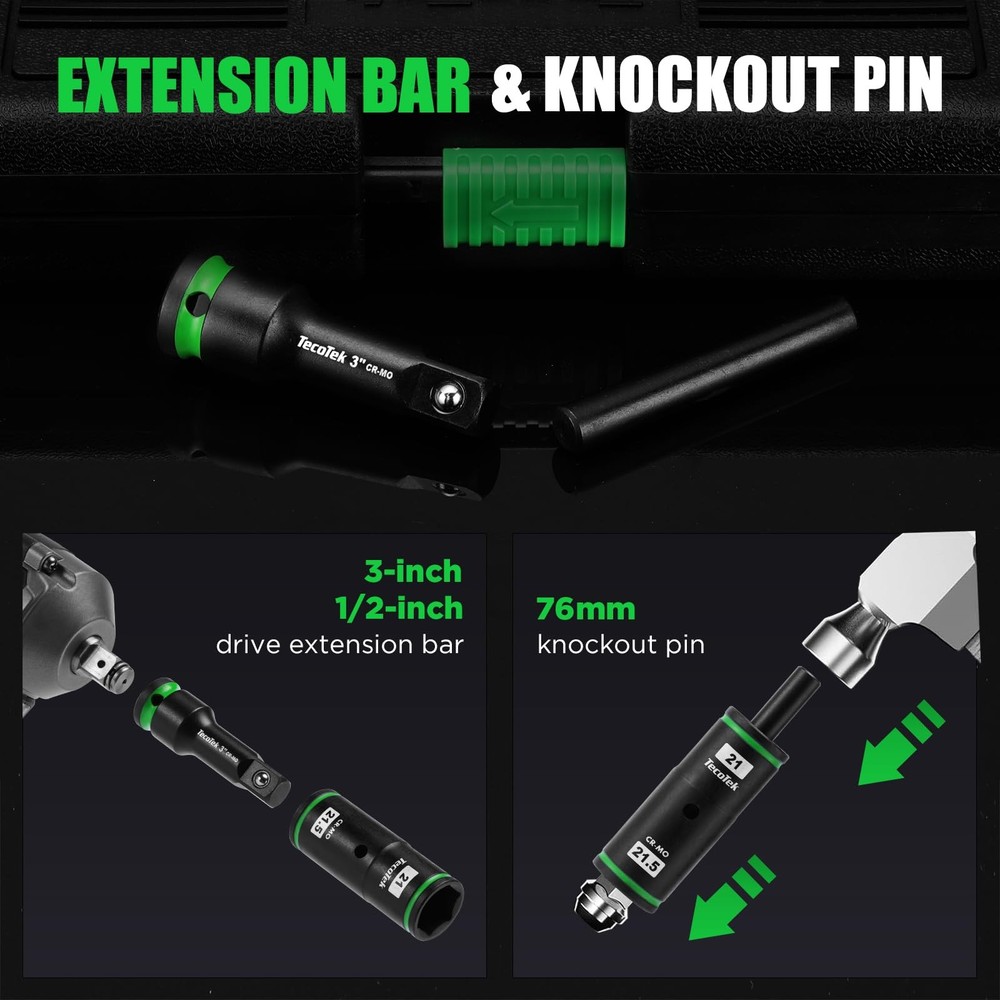 7PCS Lug Nut Socket Set, 1/2” Impact Thin Wall Flip Socket, Half Size Wheel S...