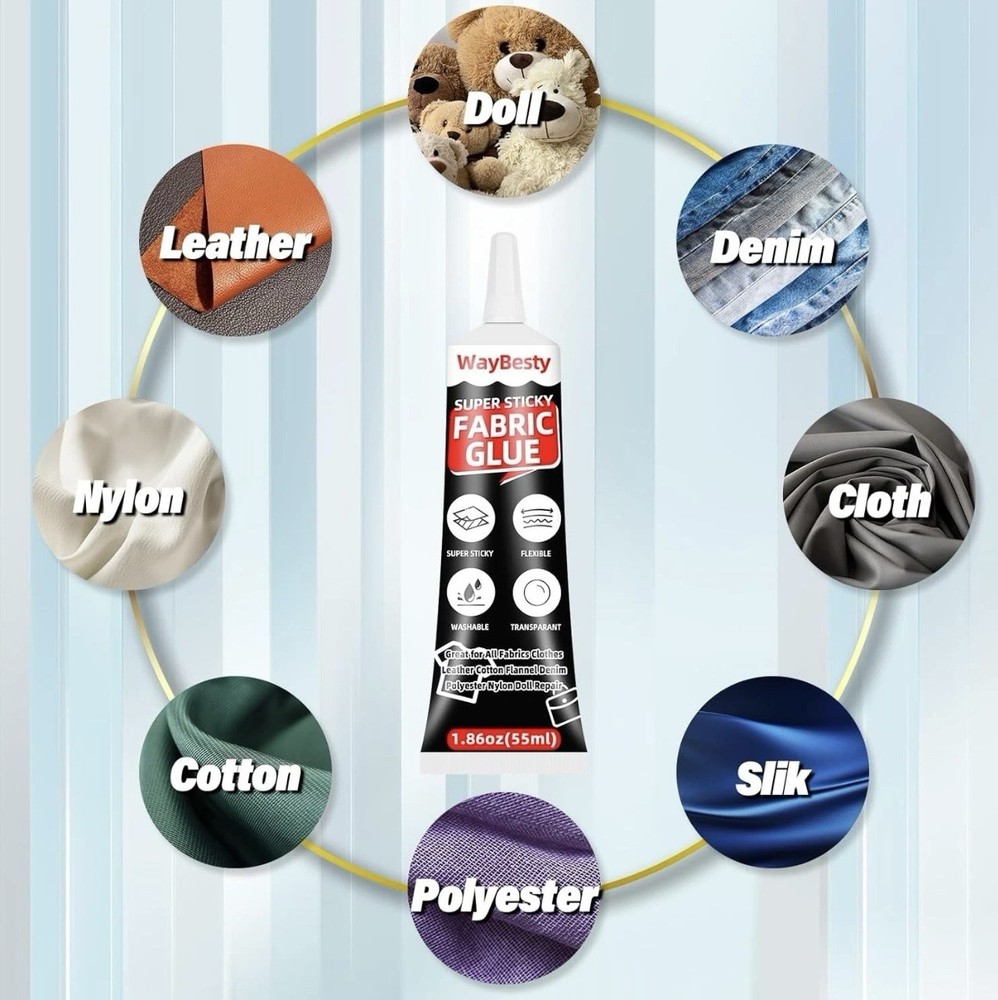 Fabric Glue, 2-Pack 55ml Strong Adhesive Permanent Glue *2