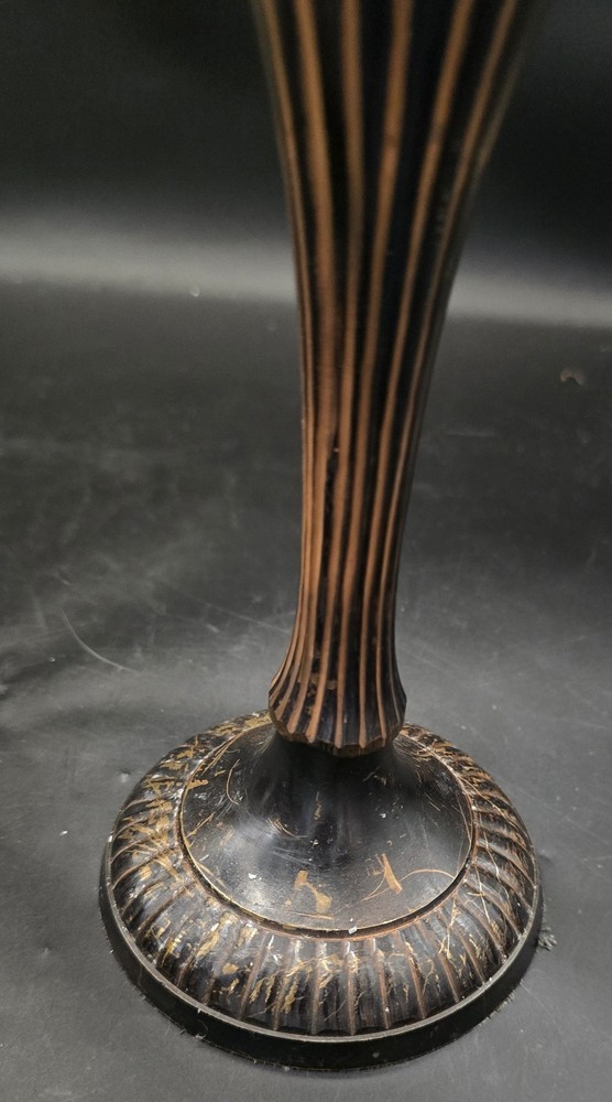 Tall Solid Candle Golder Striped Brown & Black 13.5"