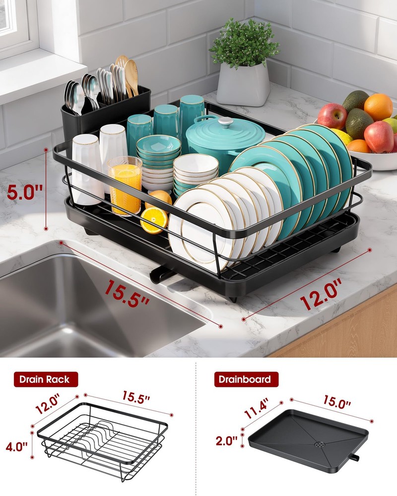 Stainless Steel Dish Drying Rack for Kitchen Counter, Sink Organization and S...