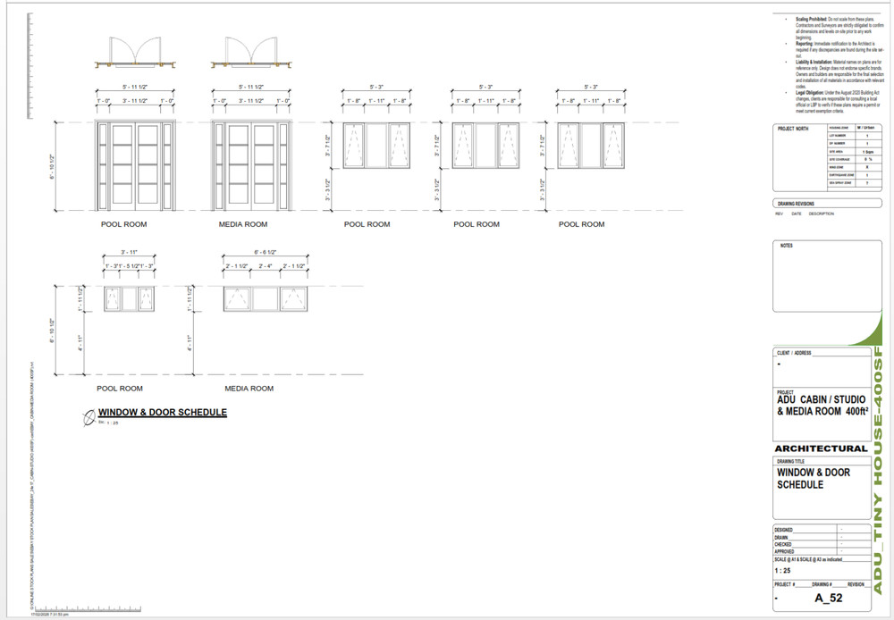 Tiny House ADU working s 2 Room Layout, (400SF) Covered Deck, PDF+ CAD File