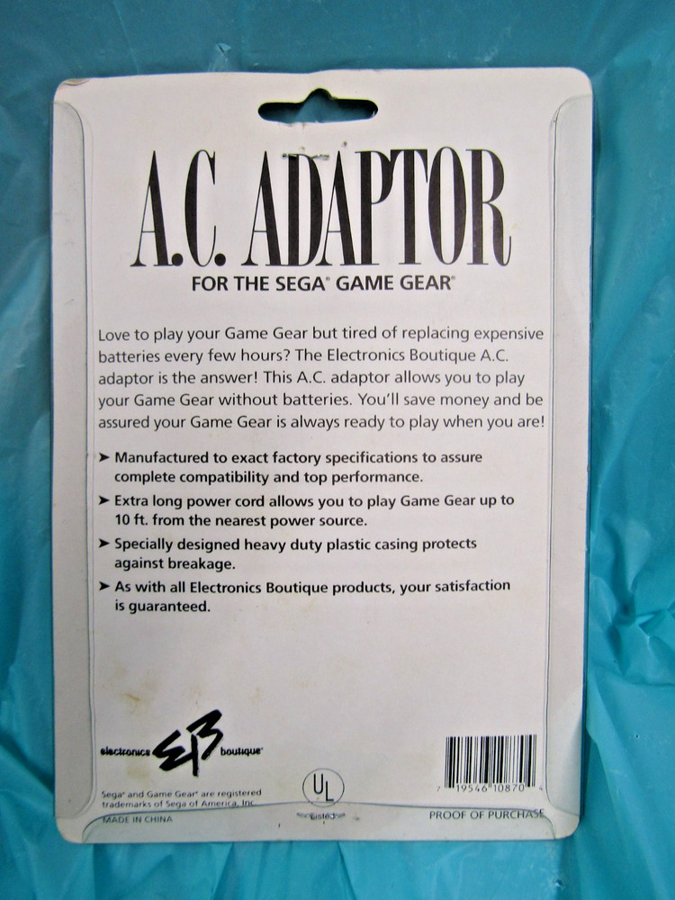 New EB 10870 Sega AC Adaptor DC90300A Replacement