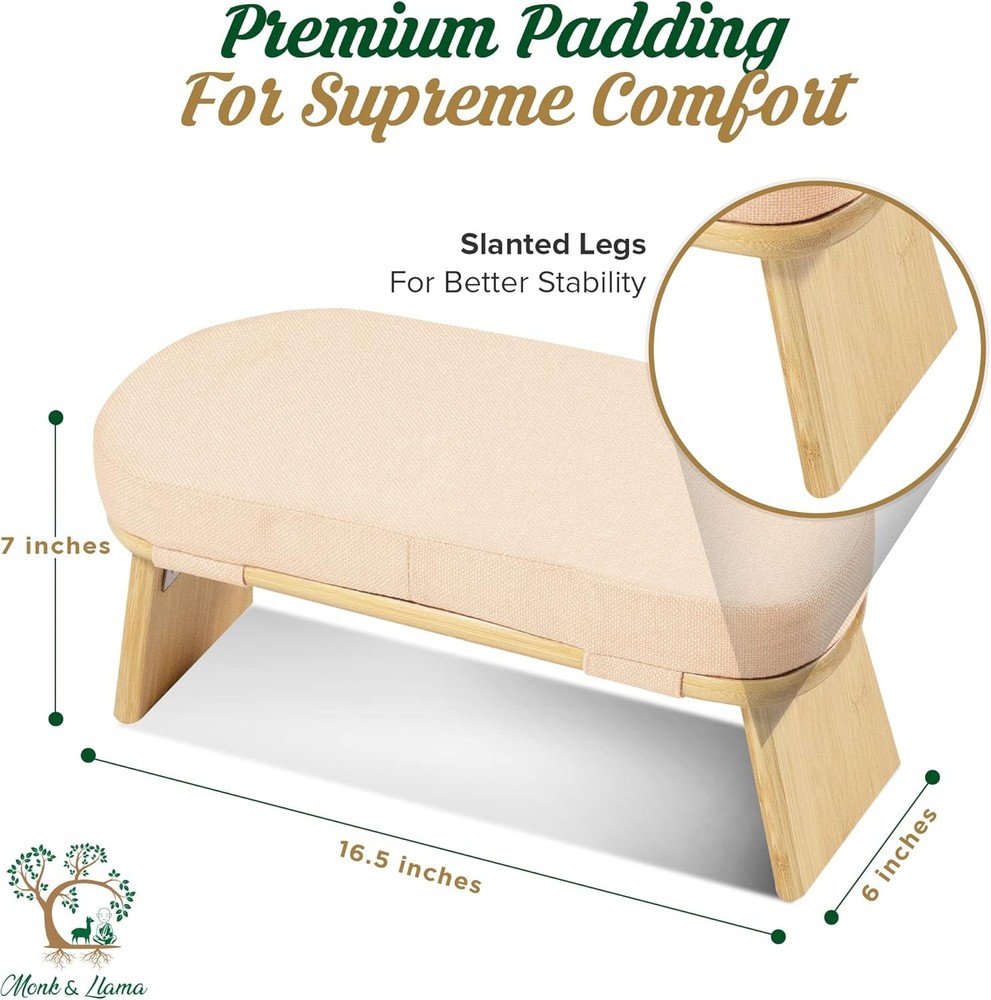 Foldable Bamboo Meditation Bench - Ergonomic Travel Kneeling Stool