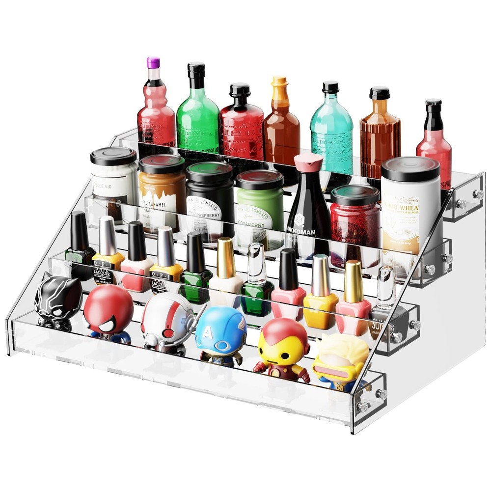 Acrylic 4-Tier Display Stand, Organizer, Storage Rack, Perfume, Spice, Figure...