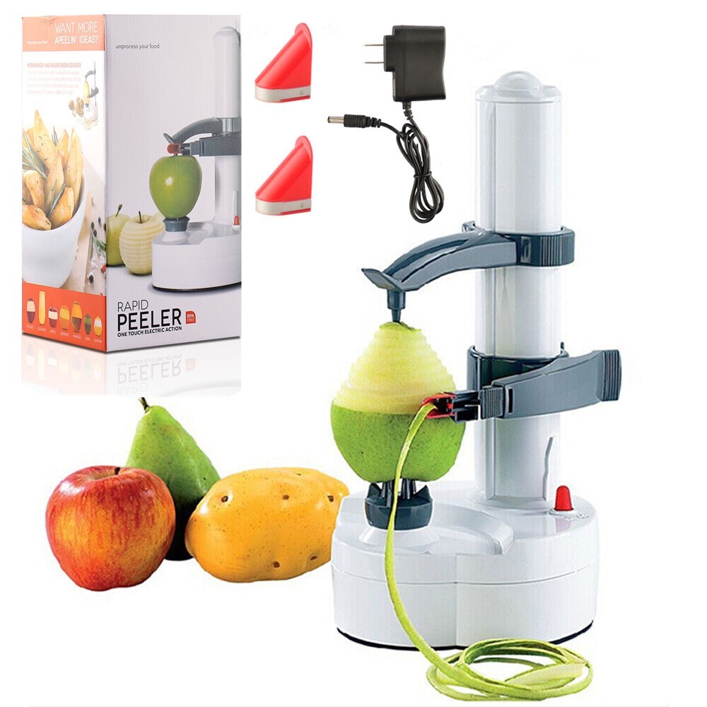 Automatic Electric Potato Peeler Apple Pear Fruit Quick Peeling Tool w/ Adapter