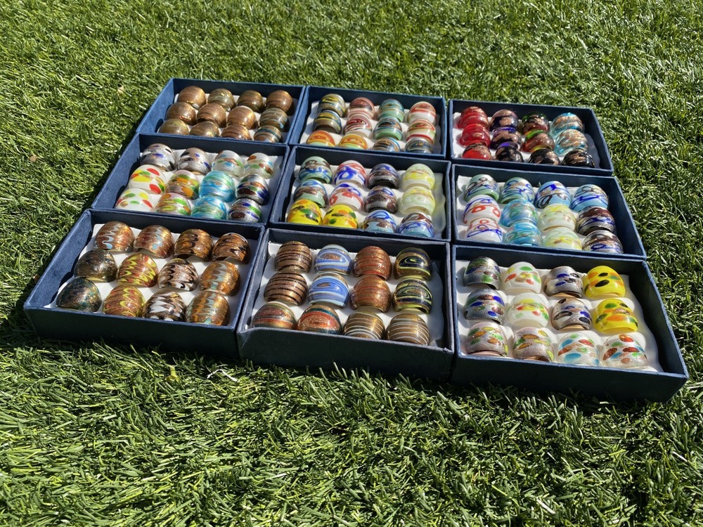Lampwork Glass Ring Handmade Size 7 8 9 ,12pcs Pack