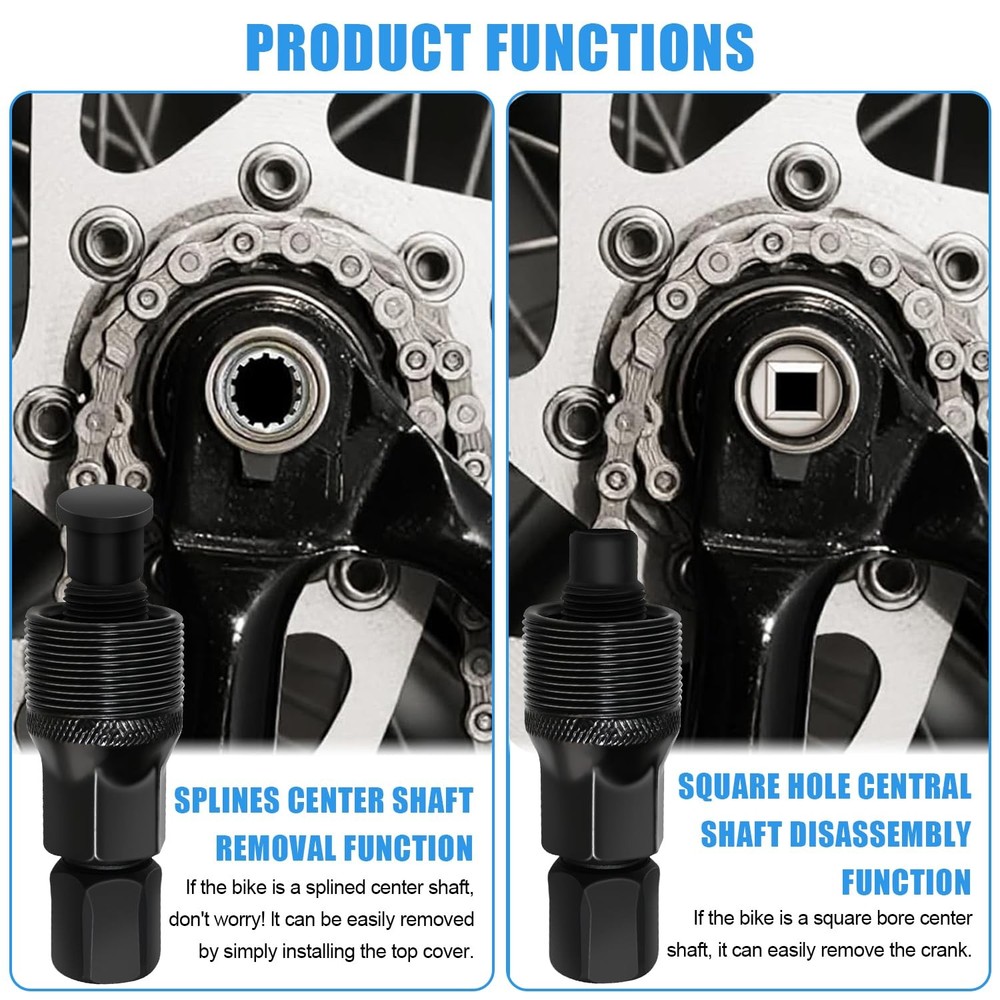 AUUTI 2 Items Bike Crank Puller - Removal Tool for Square 2.48", black