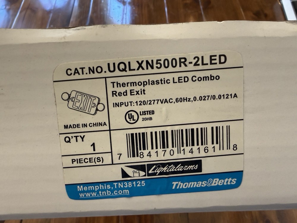Thomas & Betts UQLXN500R-2LED Plastic LED Red Exit Sign with lights