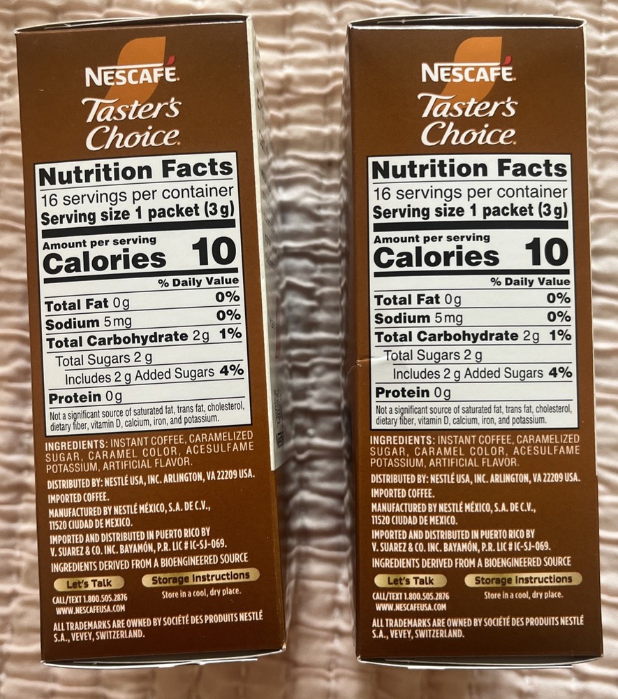 32 Nescafe Taster's Choice Instant Coffee Hazelnut 2 Boxes 16 Packets each