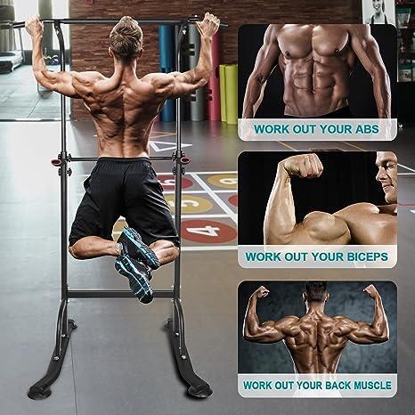 Ergonomic Design Height Adjustable Multi-Function Dip Station Pull Up Bar