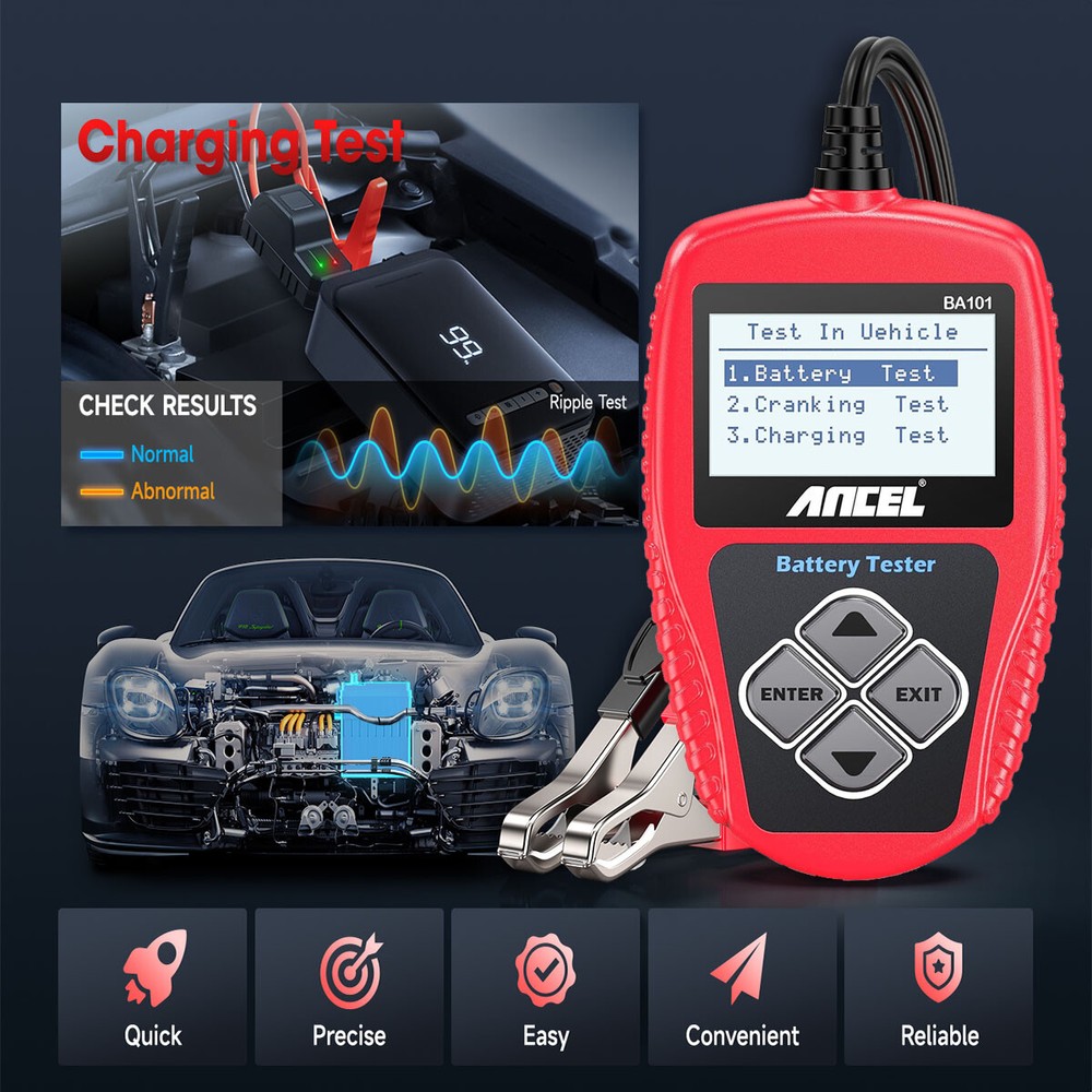 ANCEL BA101 12V Car Auto Load Battery Tester Tool Digital Analyzer 100-2000 CCA