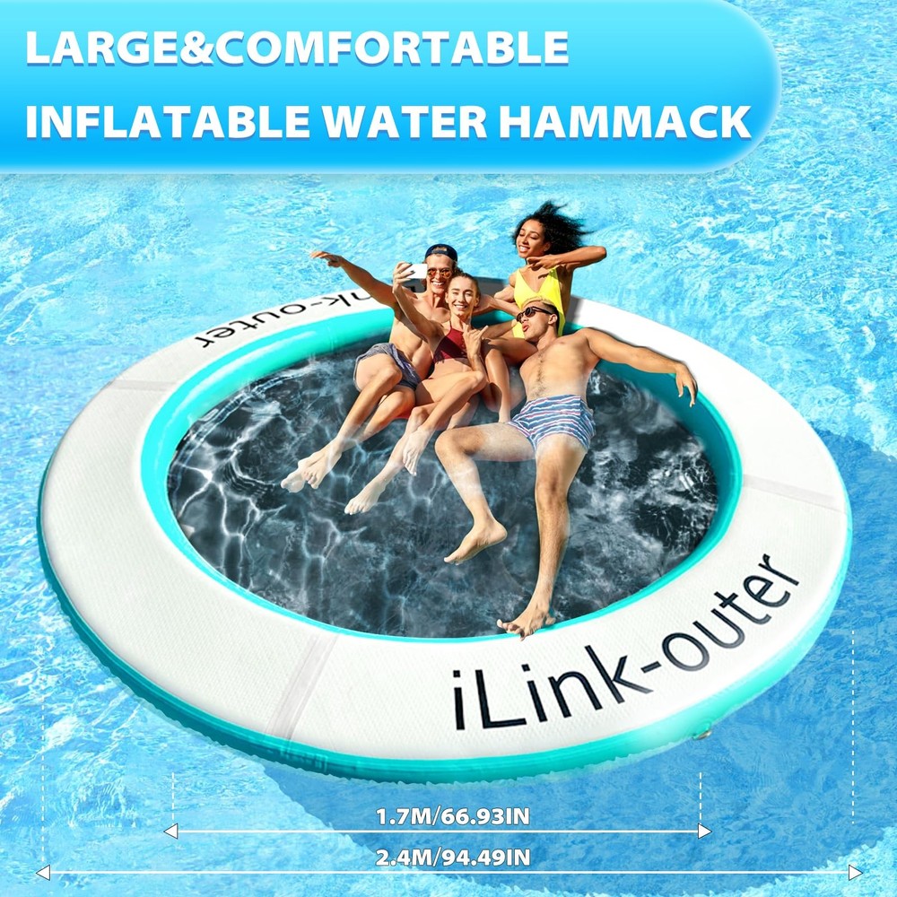 Round Floating Ring,Inflatable Floating Water Hammock,Round Floating Ring for...