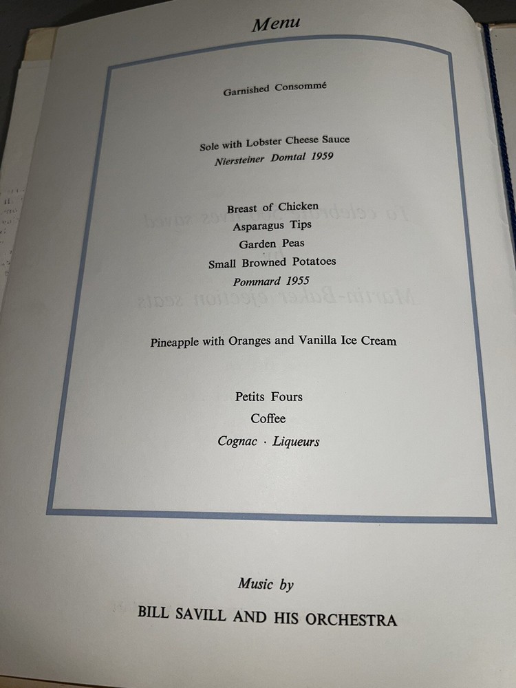 Martin Baker Aircraft 1962 Dinner & Dance Program Ejection Seat Celebration