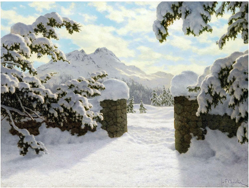 Winter Mountains Spruce I. Choultse Tile Mural Kitchen Backsplash Marble Ceramic