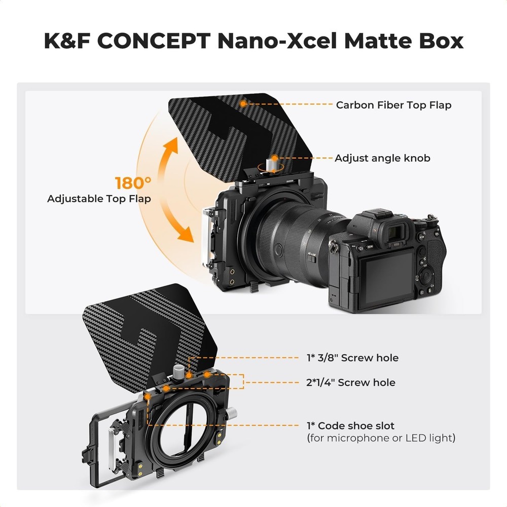 Professional DSLR Matte Box Featuring Expandable Design and Protective Pouch