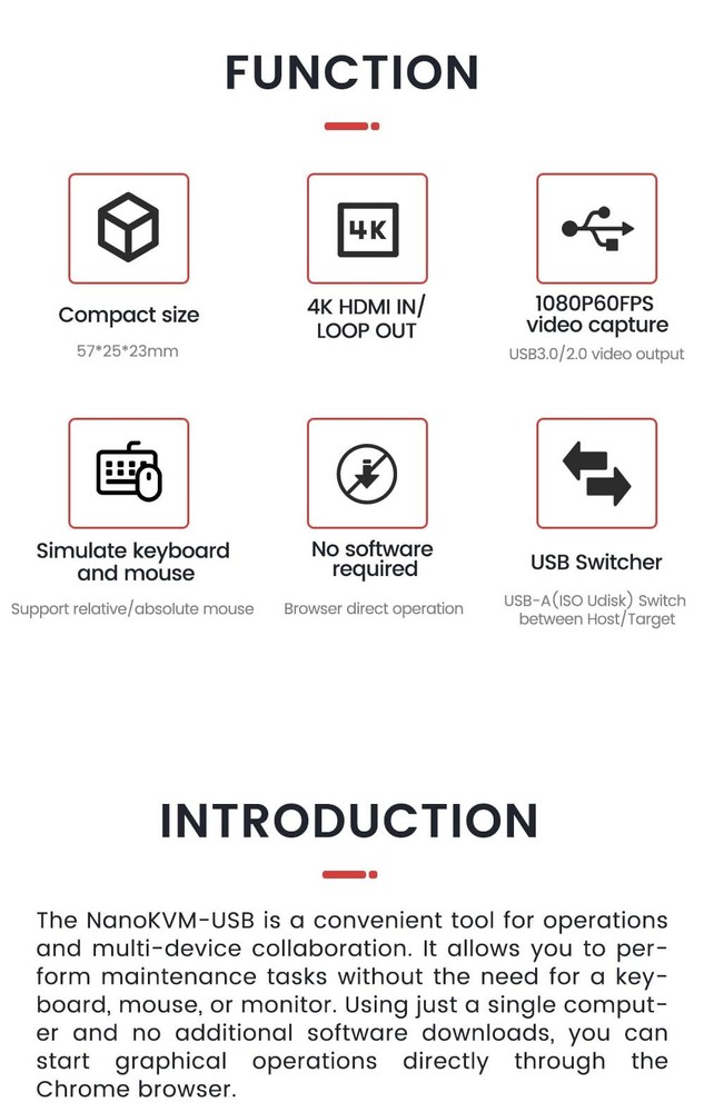 Sipeed NanoKVM-USB Operations Maintenance Server Tool Kit, Multi-Device Colla...