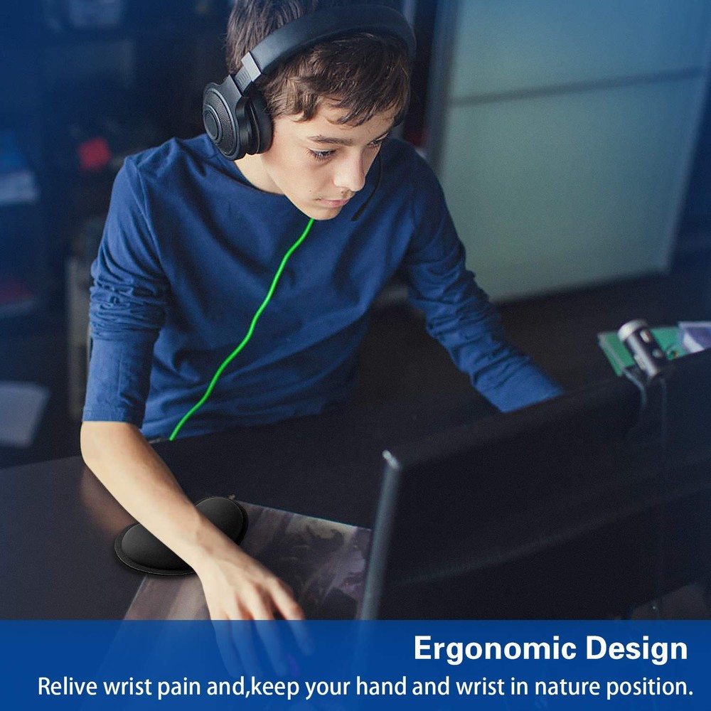 Mouse Wrist Rest, Canjoy 2 Pack Memory Foam Soft Fabric Small, Black