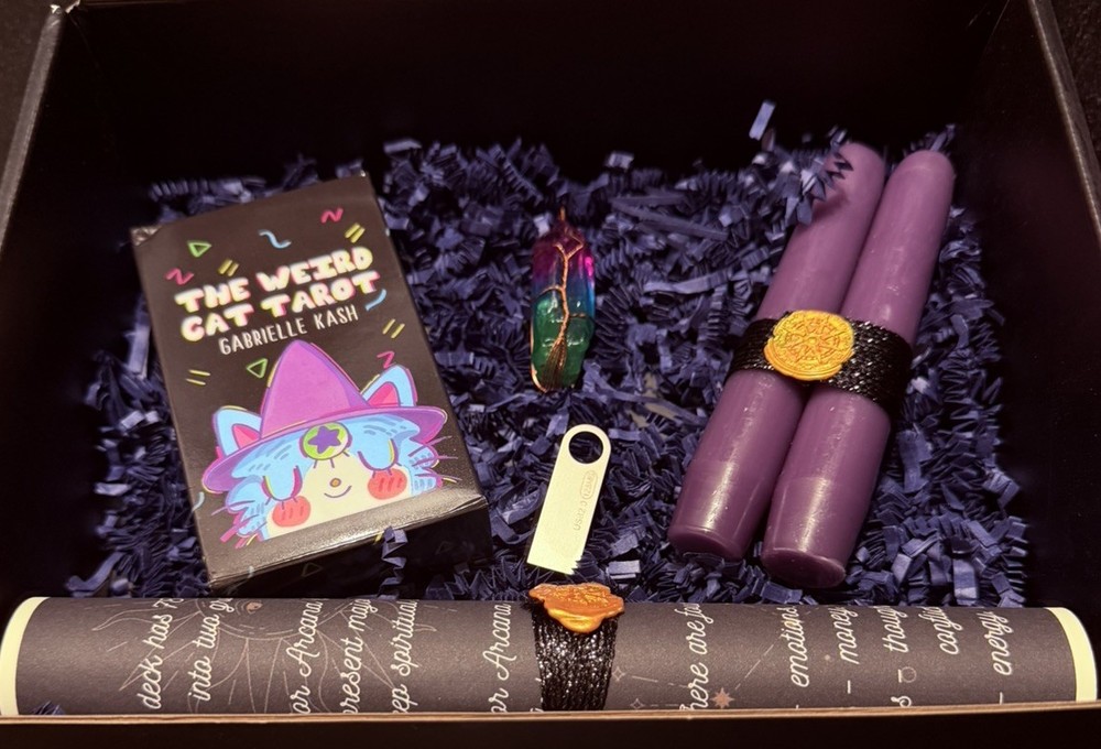 🔮 Weird Cat Tarot Gift Set Candle Pendulum USB Guide Crystal Ritual Kit