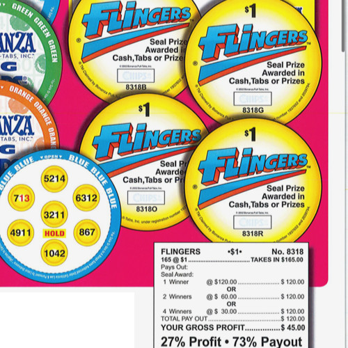 Pull Tab - Chips - Game -5 Pack - Flingers - 165 ct