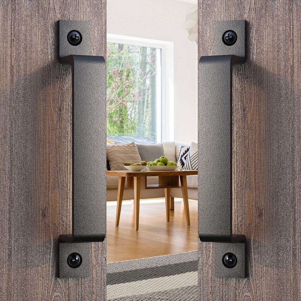 8" Black Iron Pulls for Gates, Sheds - 2 Pack