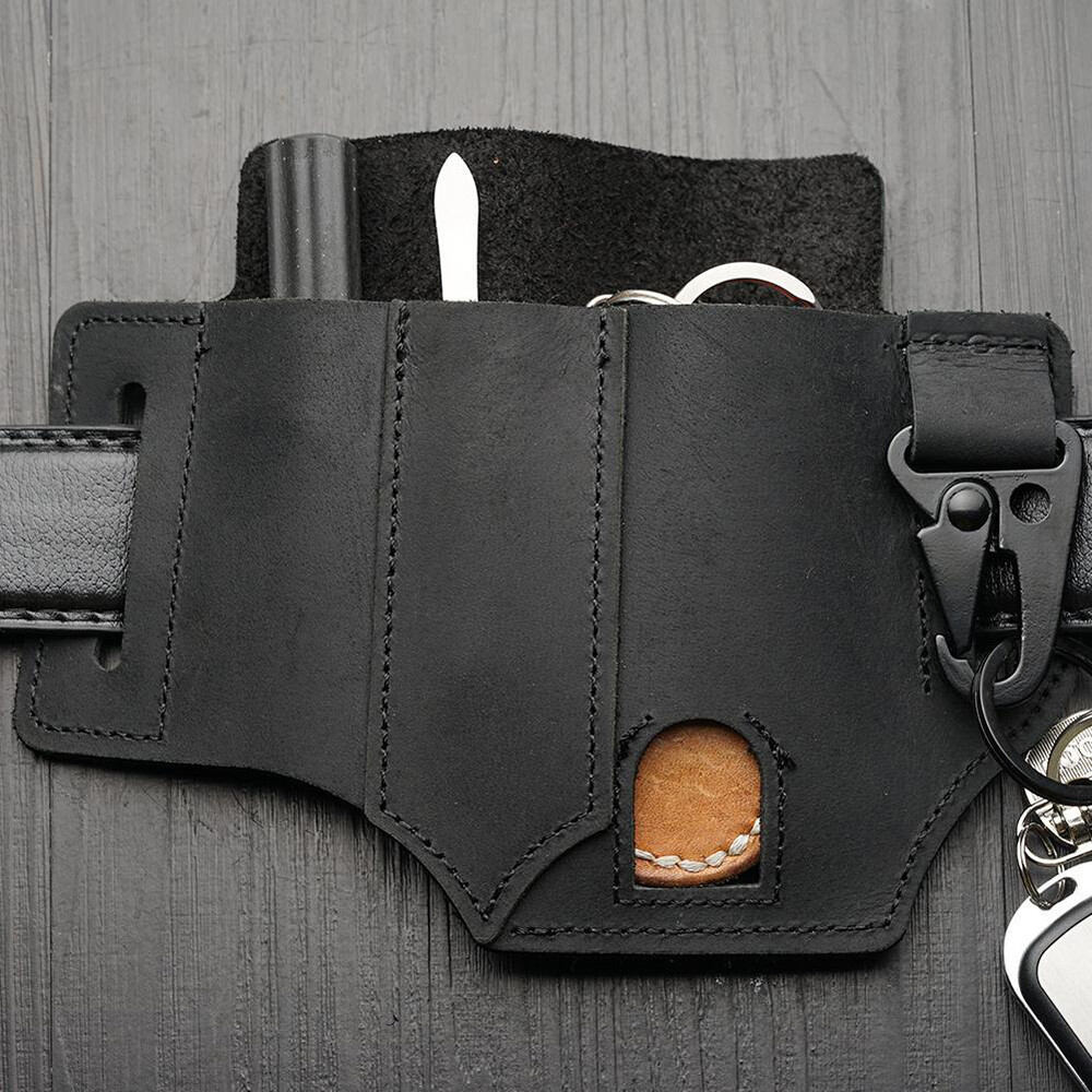 EDC Leather Sheath For Knife Belt Flashlight Holster Multitools Organizer NEW##