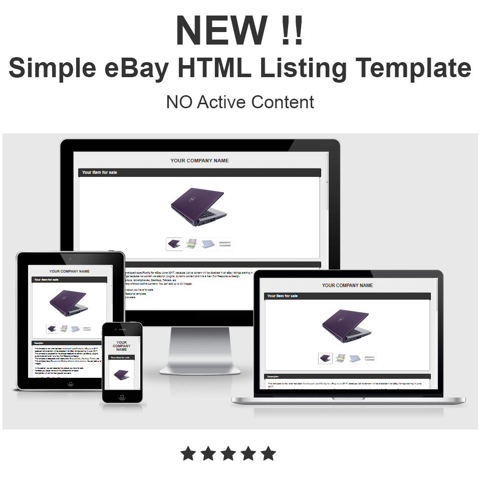 NEW Simple eBay HTML Listing Template - NO Active Content