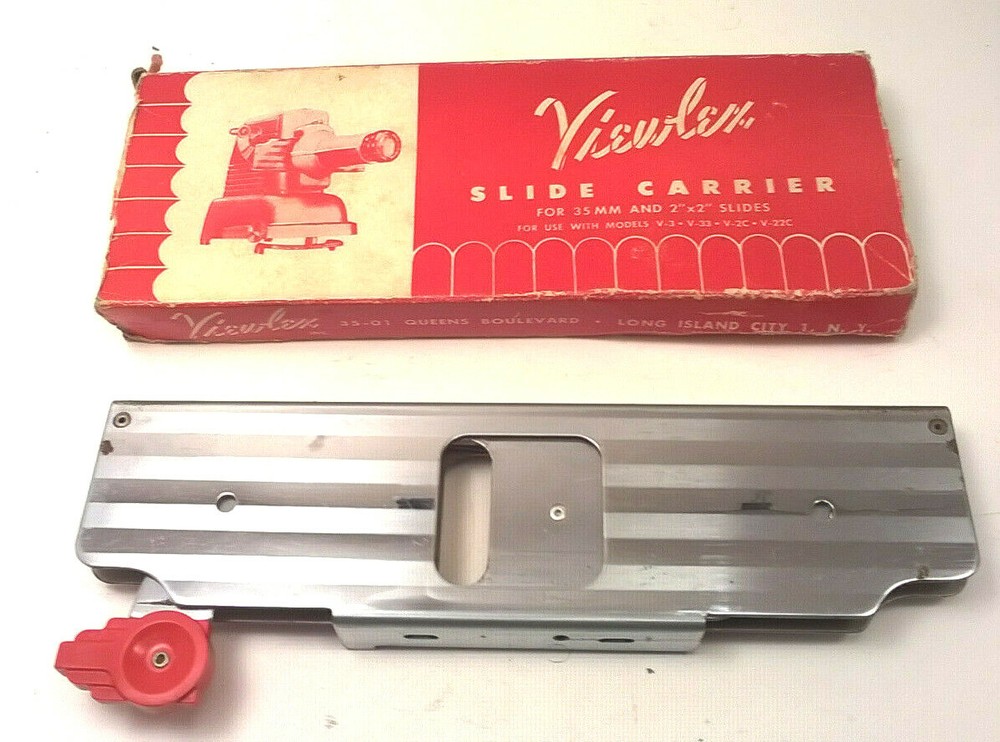 VIEWLEX Model V-3 35mm SLIDE PROJECTOR W/Slide Carrier Documents Case Vintage