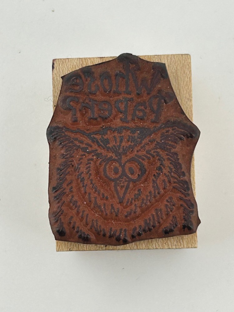 Whose Paper? Owl Rubber Stamp "Whose Paper?" Wood Mount Rubber Stamp