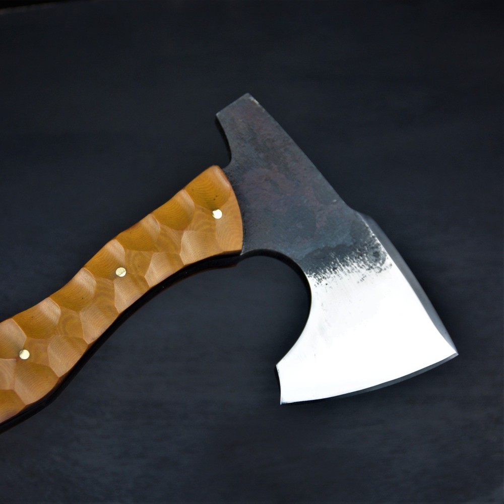 Handforged Full Tang Tomahawk, Camp Axe, Functional Bushcraft Hawk with Sheath